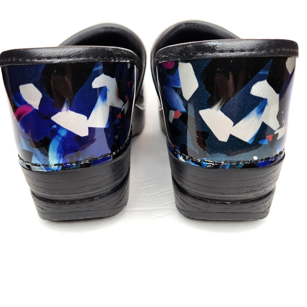 Dansko Women's Metallic Floral Clogs - Black and Blue 7.5-8 - Picture 4 of 7